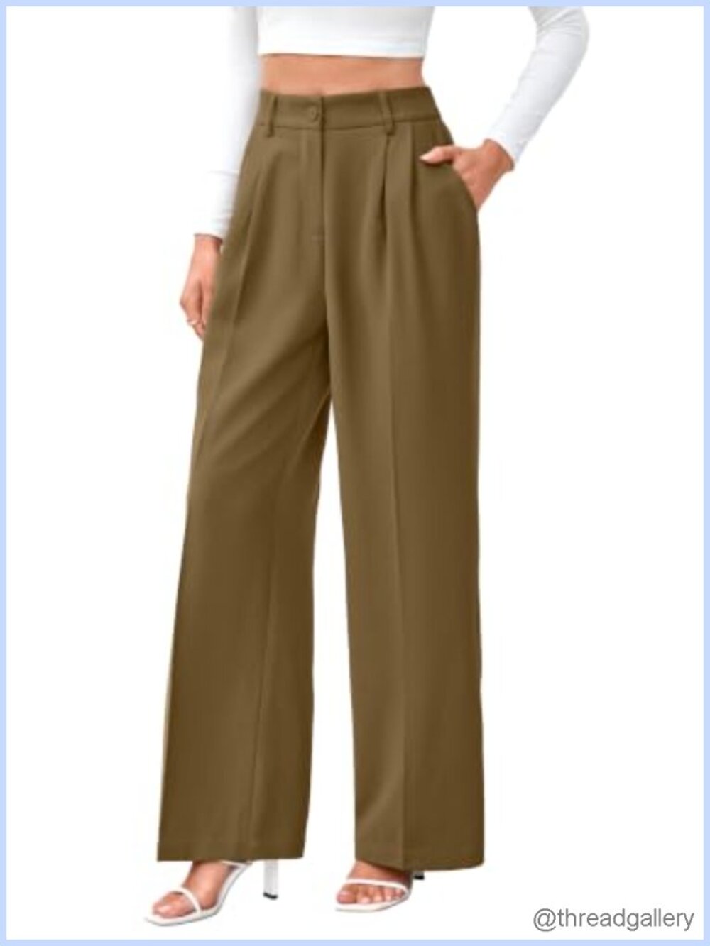 FUNYYZO Women's High Waist Wide Leg Work Pants Business Casual Trousers